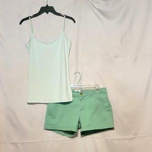 Old Navy Size Lg Green Cami and Size 8 Chino Shorts